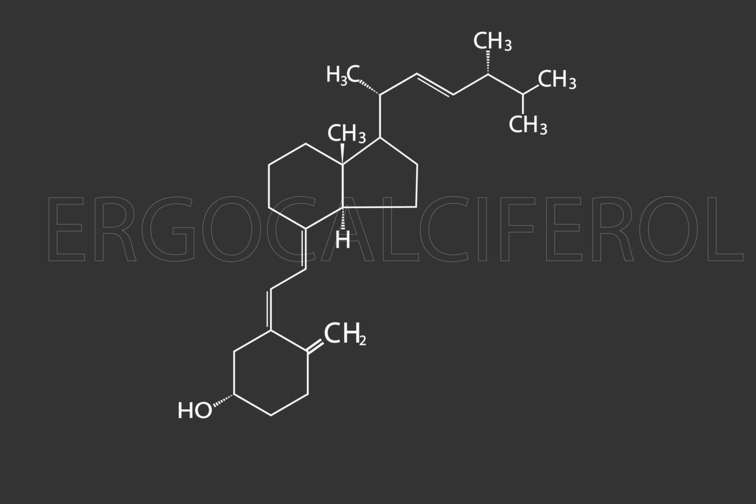 ergocalciférol moléculaire squelettique chimique formule vecteur
