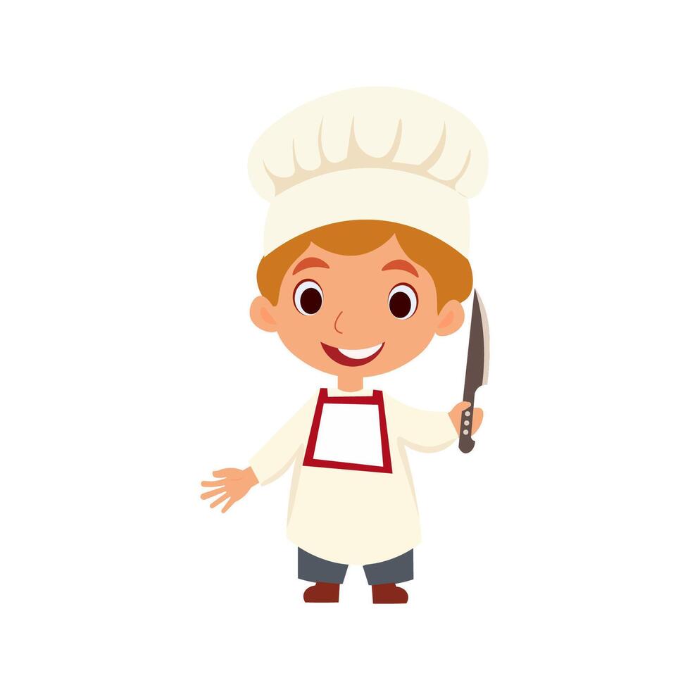 les enfants cuisinier vecteur illustration. peu chef vecteur illustration conception