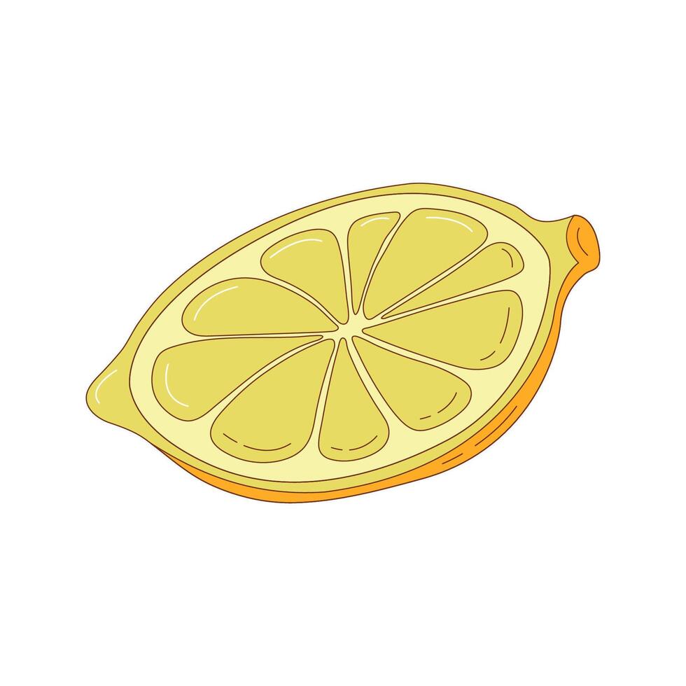 main tiré citron tranche fruit vecteur illustration. Créatif main tiré fruit vecteur élément conception