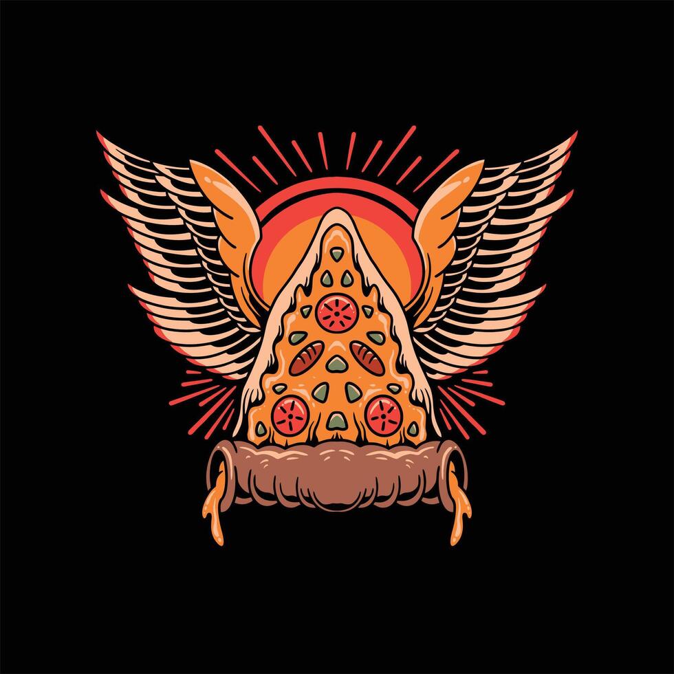 Pizza tatouage illustration vecteur conception