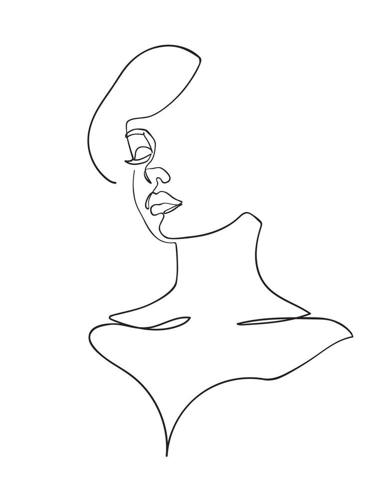 abstrait femme portrait ligne art dessin. femelle silhouette un ligne dessin. vecteur illustration