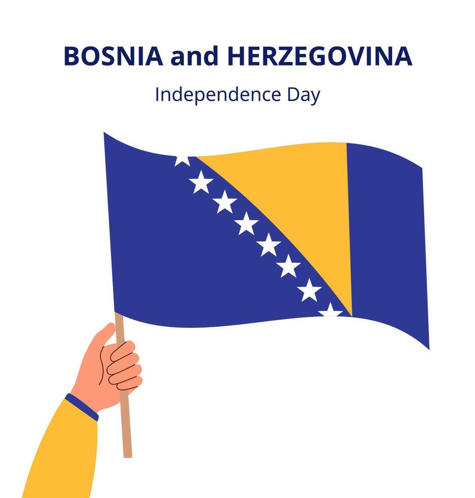 Bosnie et herzégovine indépendance journée Contexte. Humain main en portant drapeau isolé sur blanche. vecteur