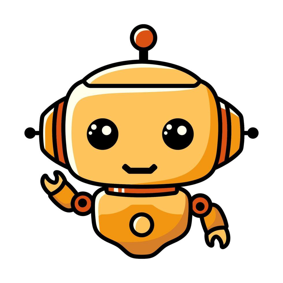 mignonne kawaii robot personnage. amical bavarder bot assistant pour en ligne applications. dessin animé vecteur illustration.