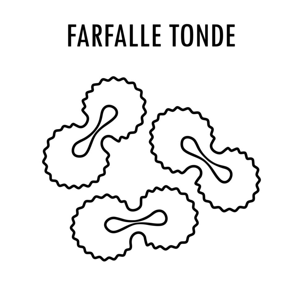 farfalle tonne Pâtes griffonnage nourriture illustration. main tiré graphique impression de court macaroni type de cortecce Pâtes. vecteur ligne art nourriture ingrédient de italien cuisine