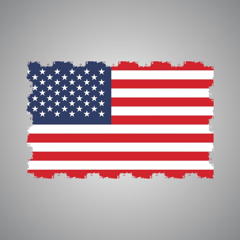 drapeau des états-unis avec pinceau peint à l'aquarelle vecteur