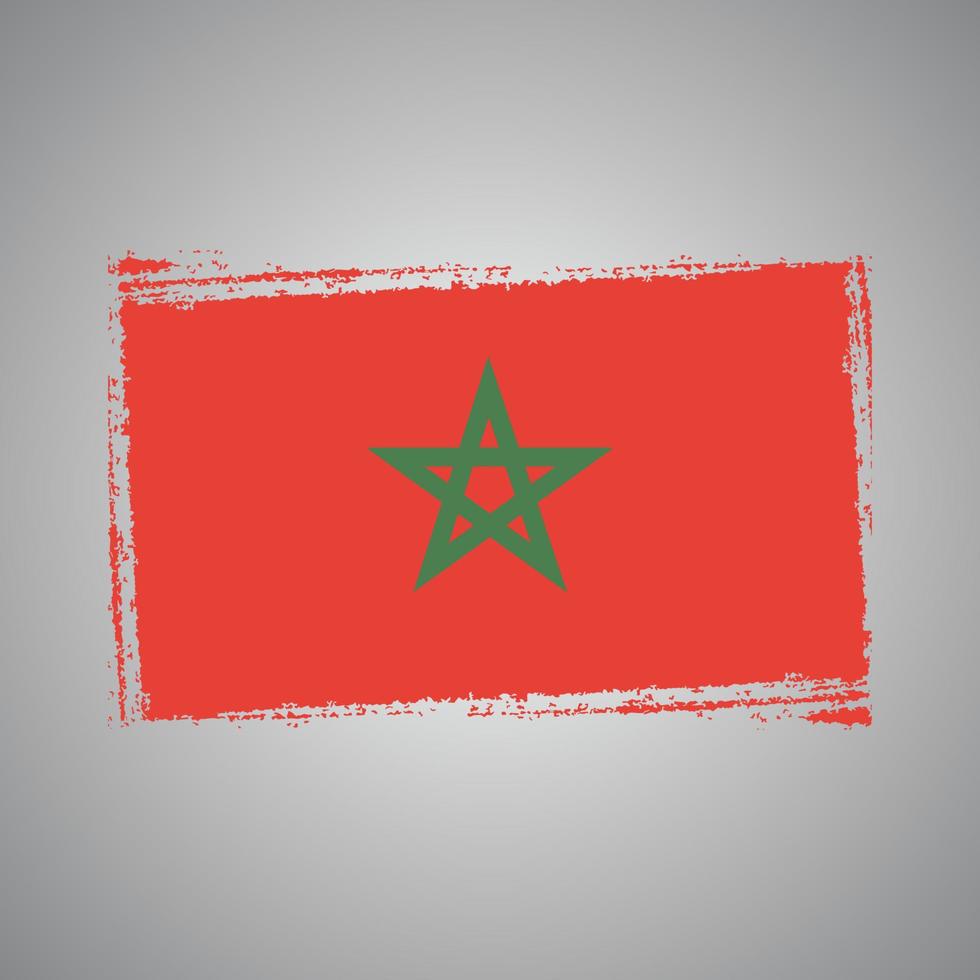 drapeau du maroc avec pinceau peint à l'aquarelle vecteur