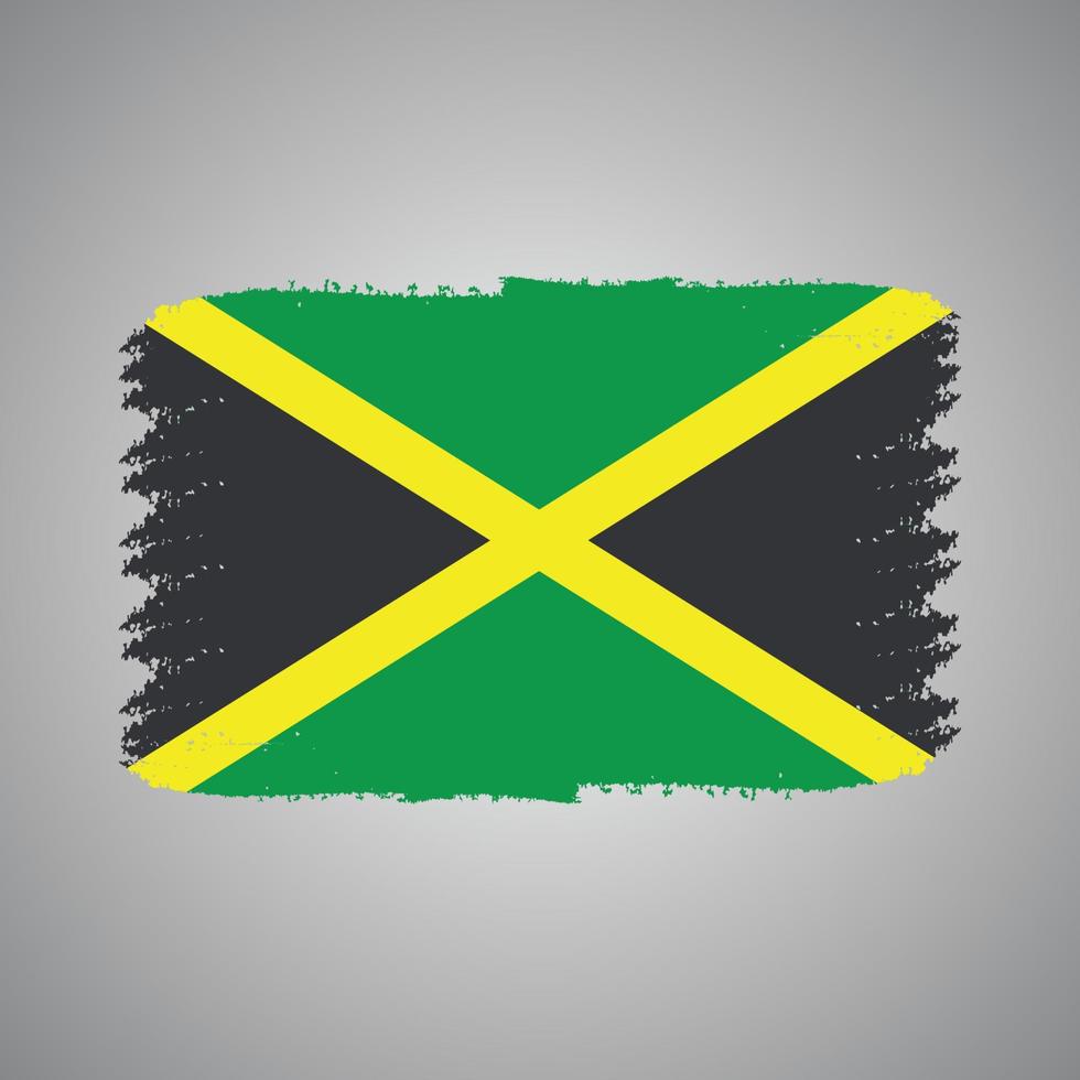 drapeau jamaïque avec pinceau peint à l'aquarelle vecteur