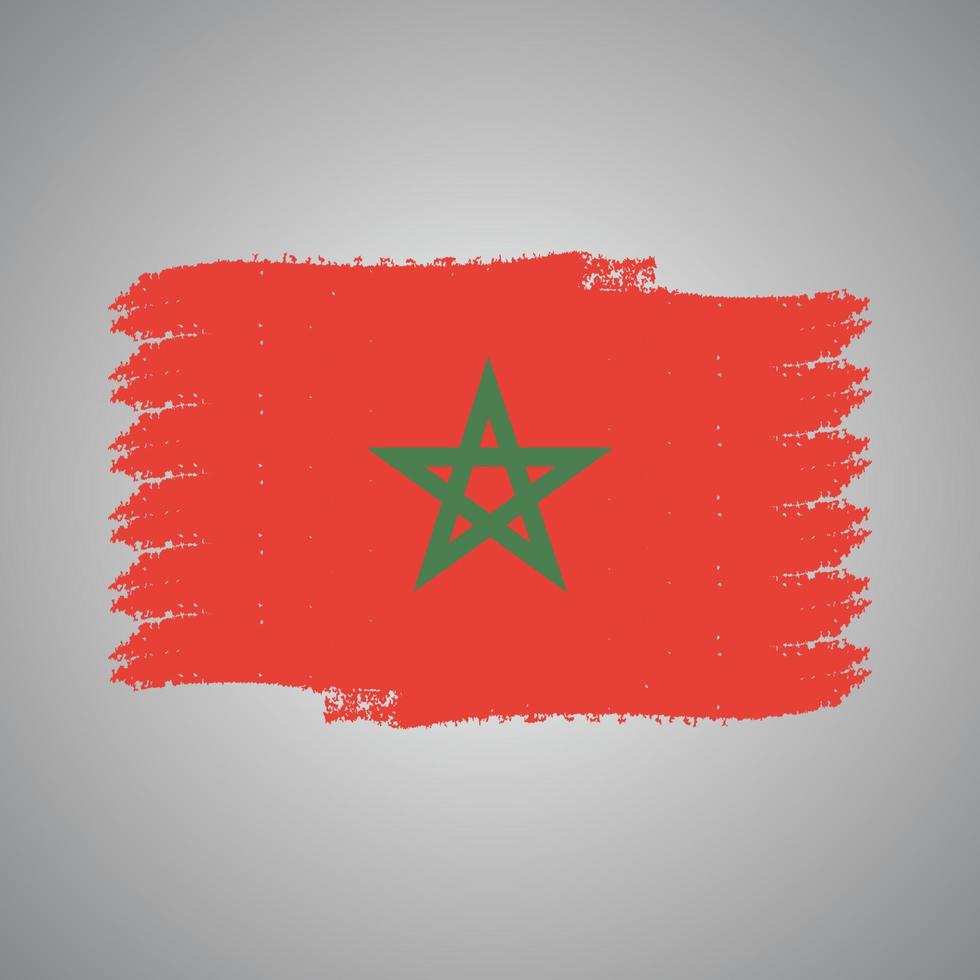 drapeau du maroc avec pinceau peint à l'aquarelle vecteur