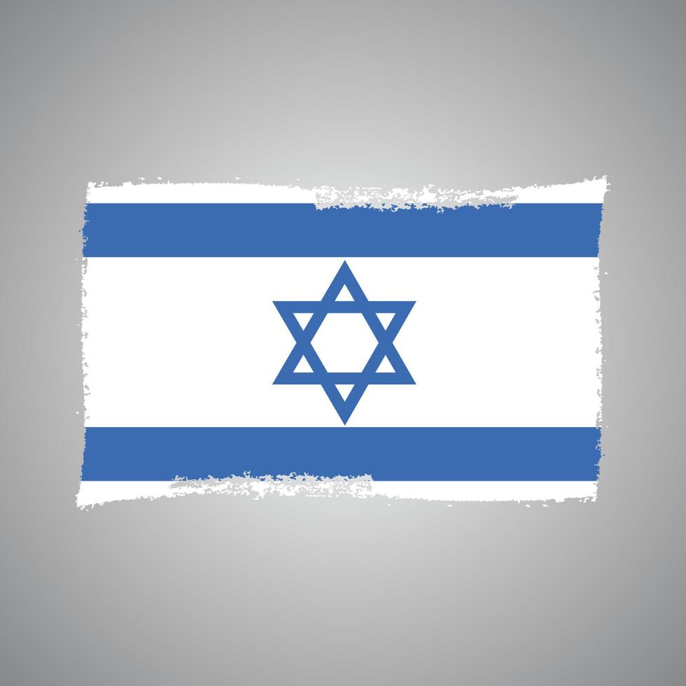 drapeau d'israël avec pinceau peint à l'aquarelle vecteur