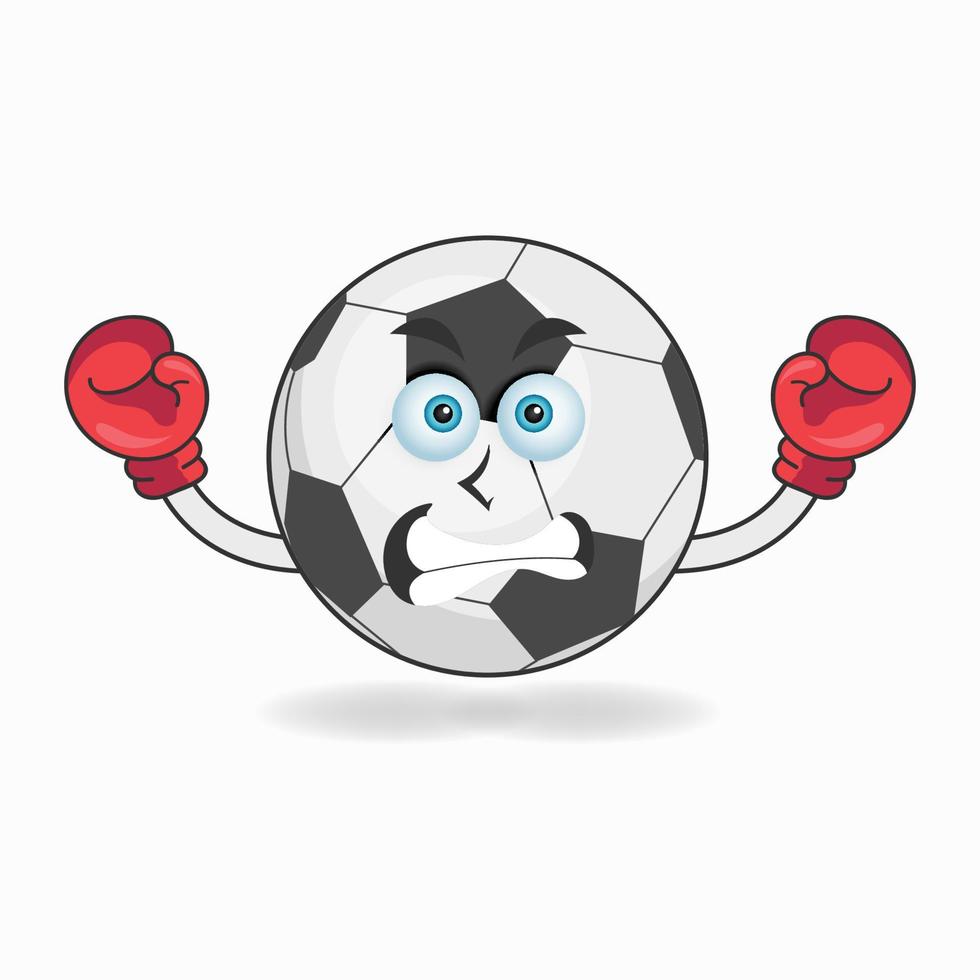 personnage mascotte ballon de football avec équipement de boxe. illustration vectorielle vecteur