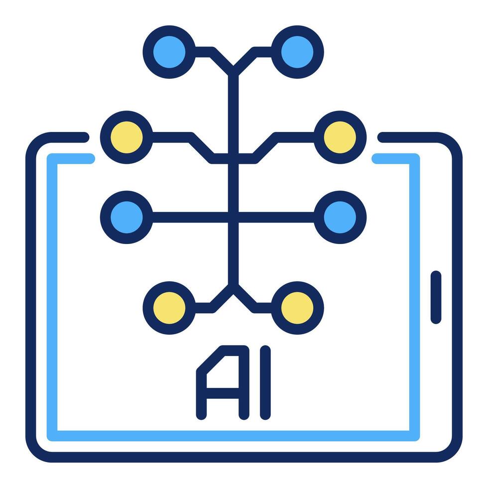 tablette écran avec ai cerveau vecteur artificiel intelligence coloré icône ou conception élément