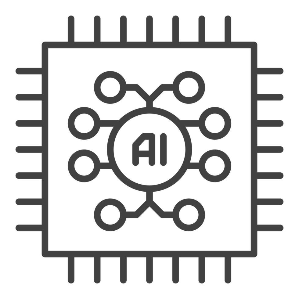 ai ordinateur puce vecteur artificiel intelligence technologie mince ligne icône ou symbole