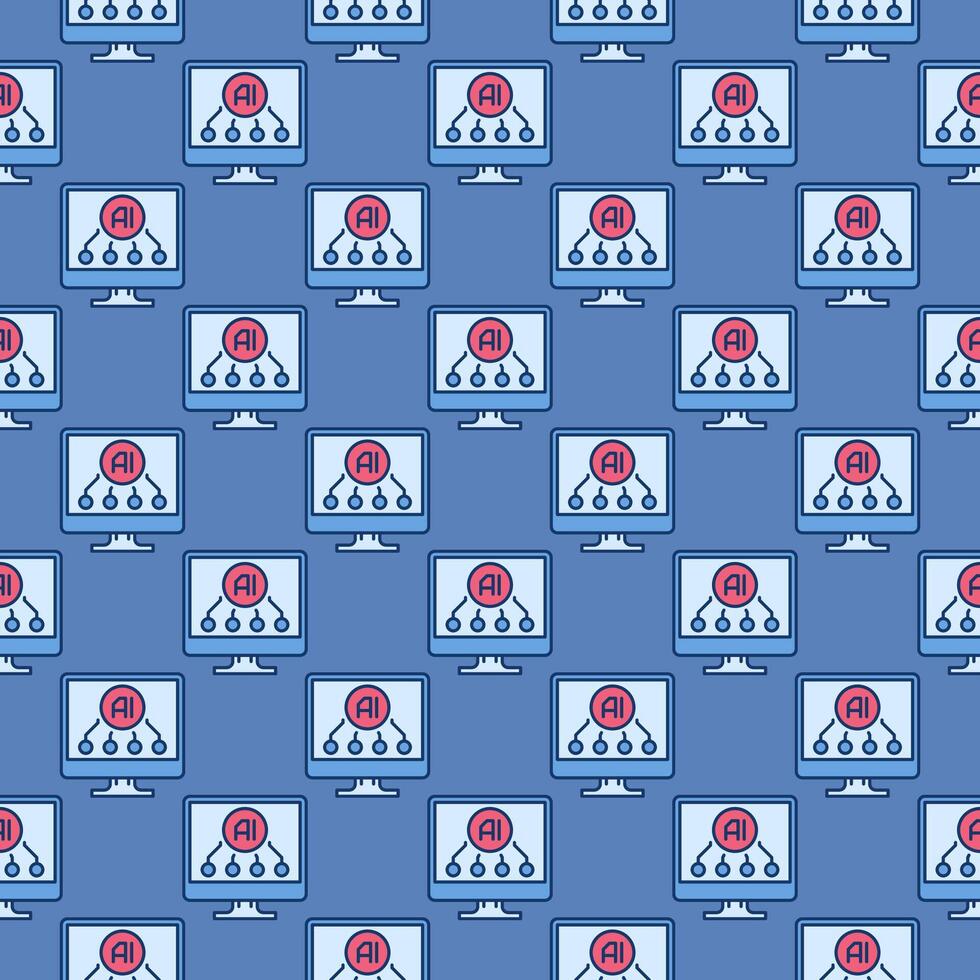 ordinateur afficher avec ai signe vecteur artificiel intelligence en ligne La technologie coloré sans couture modèle