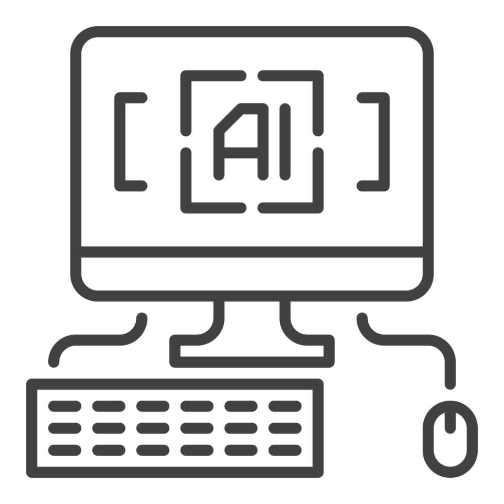 artificiel intelligence personnel ordinateur avec clavier et Souris vecteur icône ou symbole dans contour style
