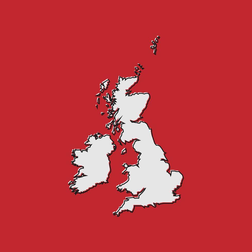 carte du royaume-uni sur fond rouge vecteur