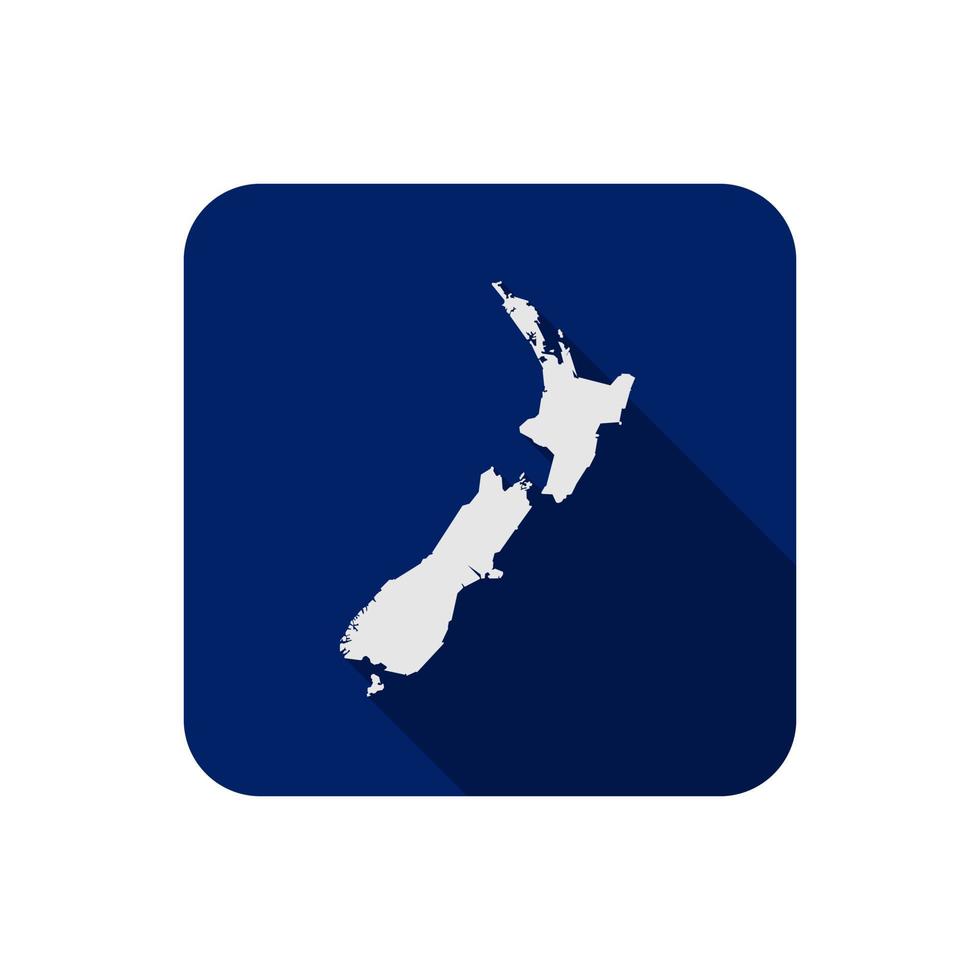 Carte de la Nouvelle-Zélande sur le carré bleu avec ombre portée vecteur