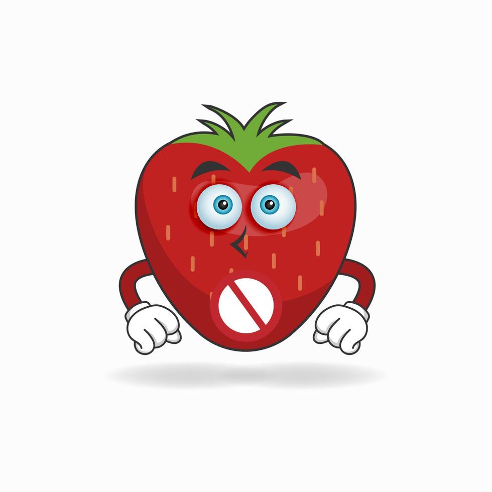 le personnage mascotte de fraise avec une expression sans voix. illustration vectorielle vecteur