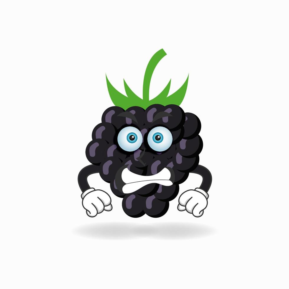 personnage de mascotte de raisin avec une expression en colère. illustration vectorielle vecteur