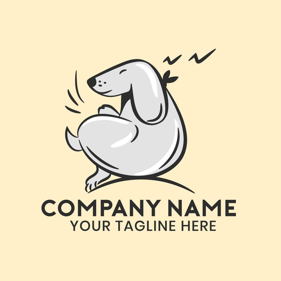 chien logo mascotte dans en train de dormir et séance pose. animal de compagnie animaux logo illustration vecteur