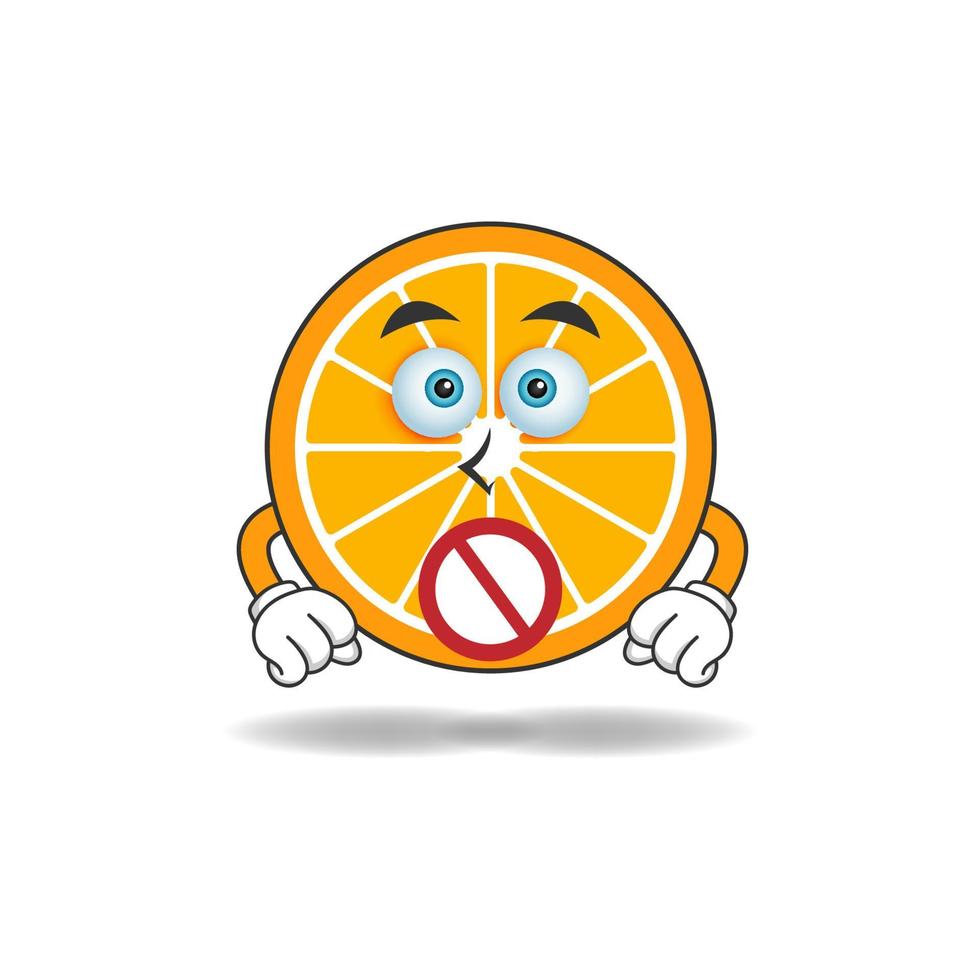 le personnage de mascotte orange avec une expression sans voix. illustration vectorielle vecteur