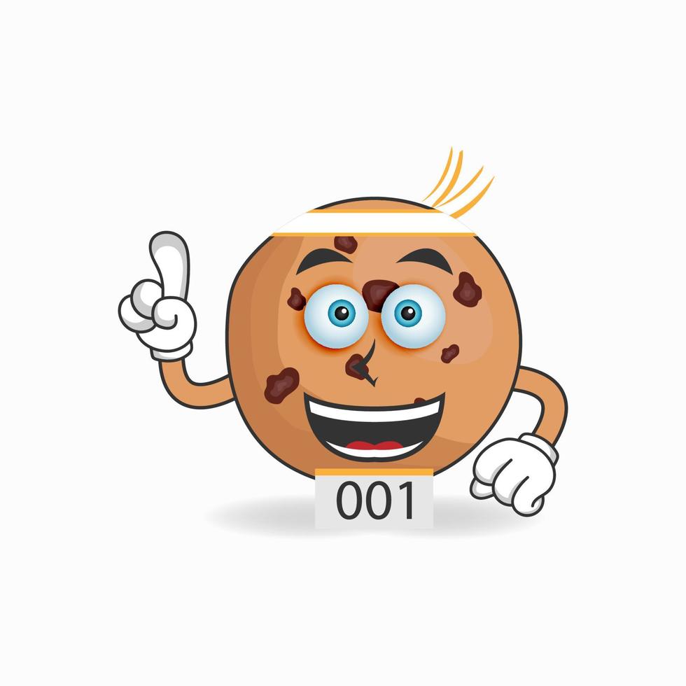 le personnage mascotte des cookies devient un athlète de course. illustration vectorielle vecteur