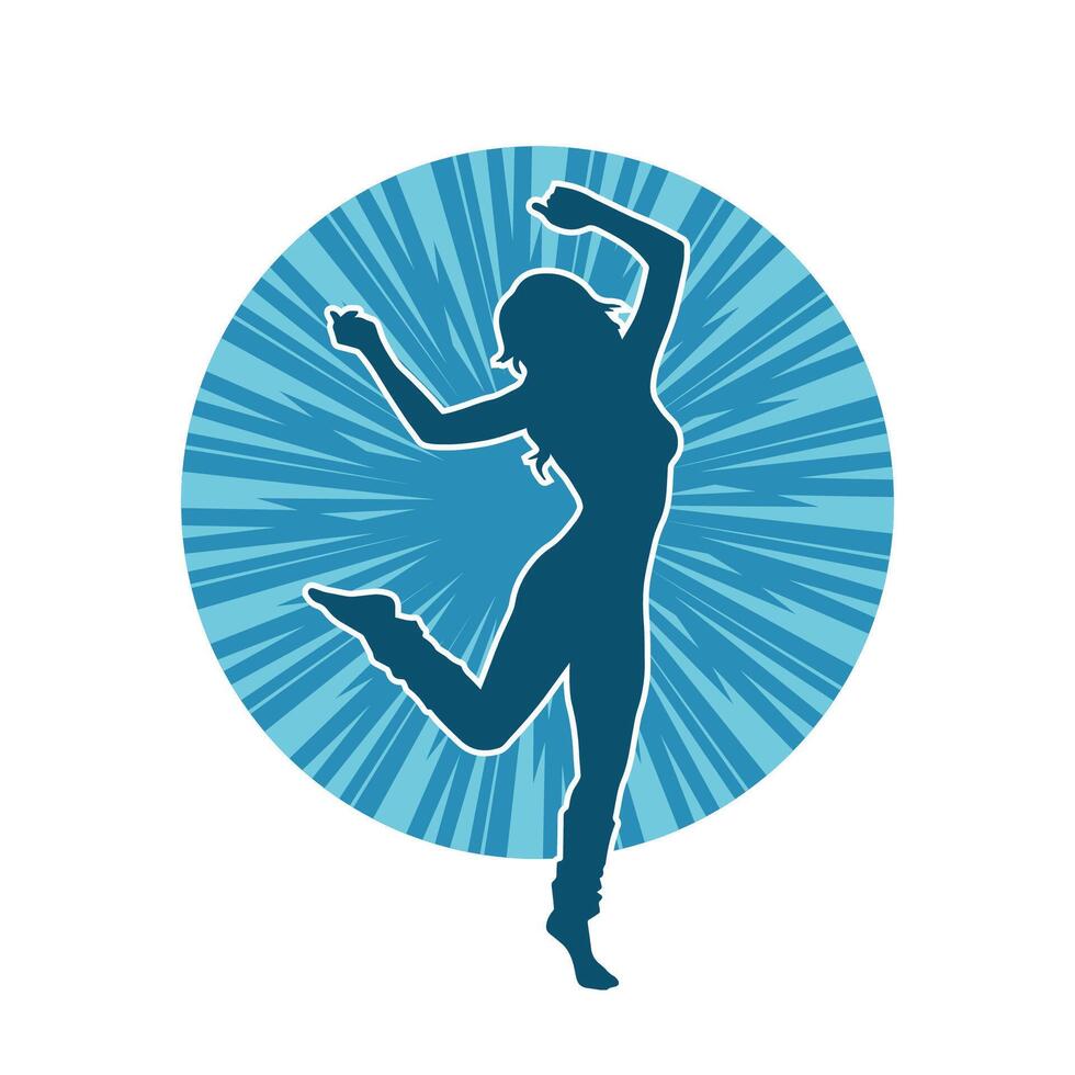 silhouette de une femelle Danseur dans action pose. silhouette de une svelte femme dans dansant pose. vecteur