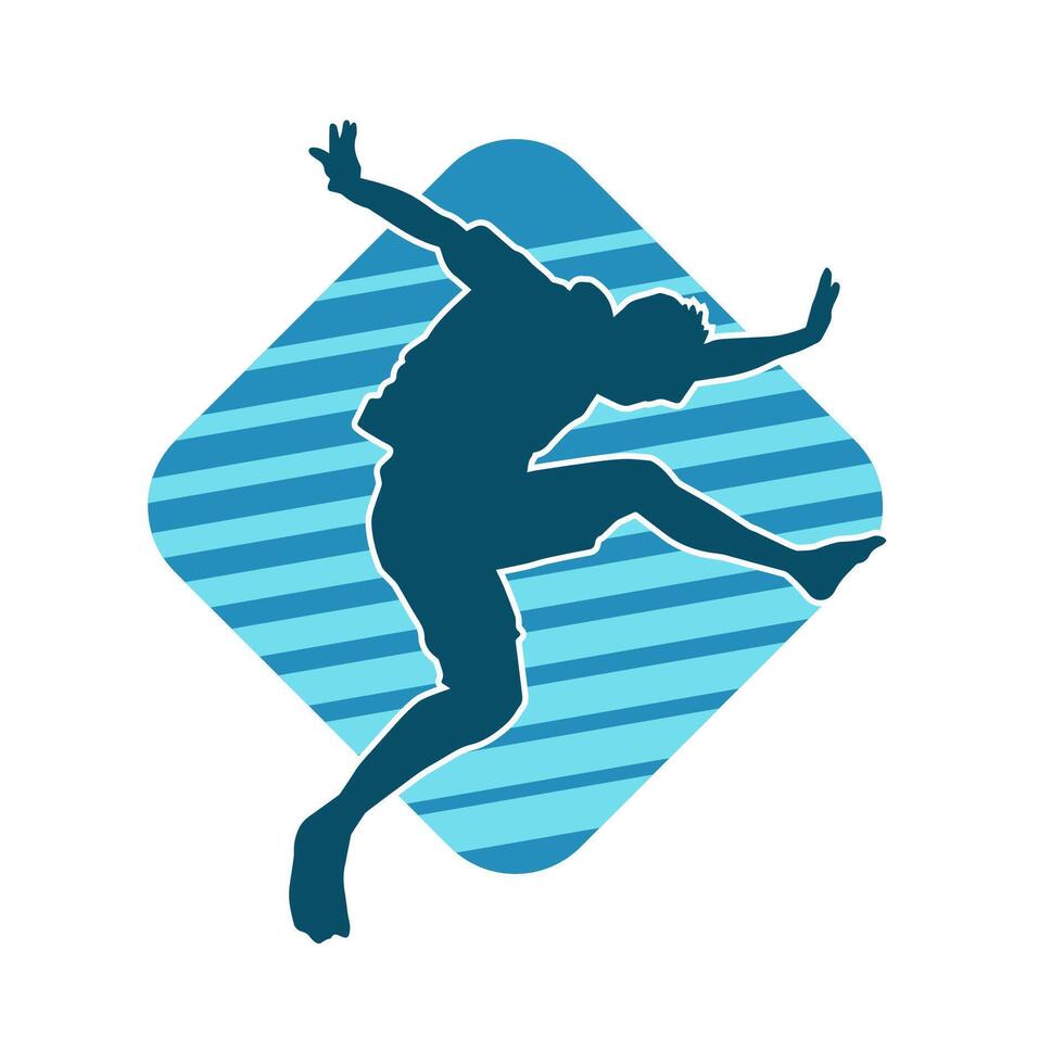 silhouette de une homme sauter pose. silhouette de une décontractée Masculin saut. vecteur