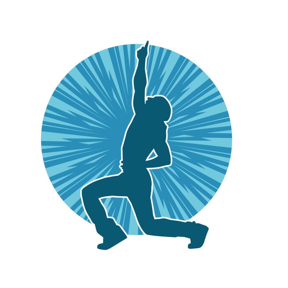 silhouette de une Masculin Danseur dans action pose. silhouette de une svelte homme dans dansant pose. vecteur