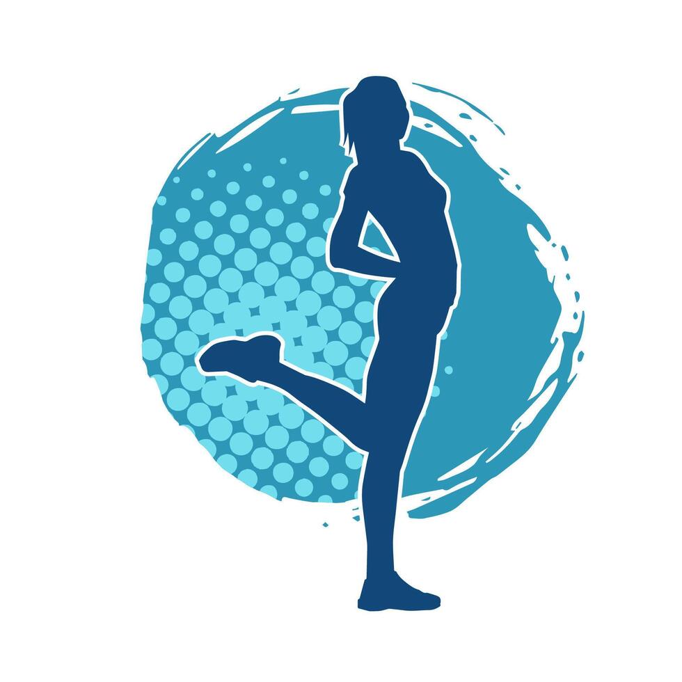 silhouette de svelte femelle Faire exercer. silhouette de une sportif femme Faire Gym faire des exercices pose. vecteur