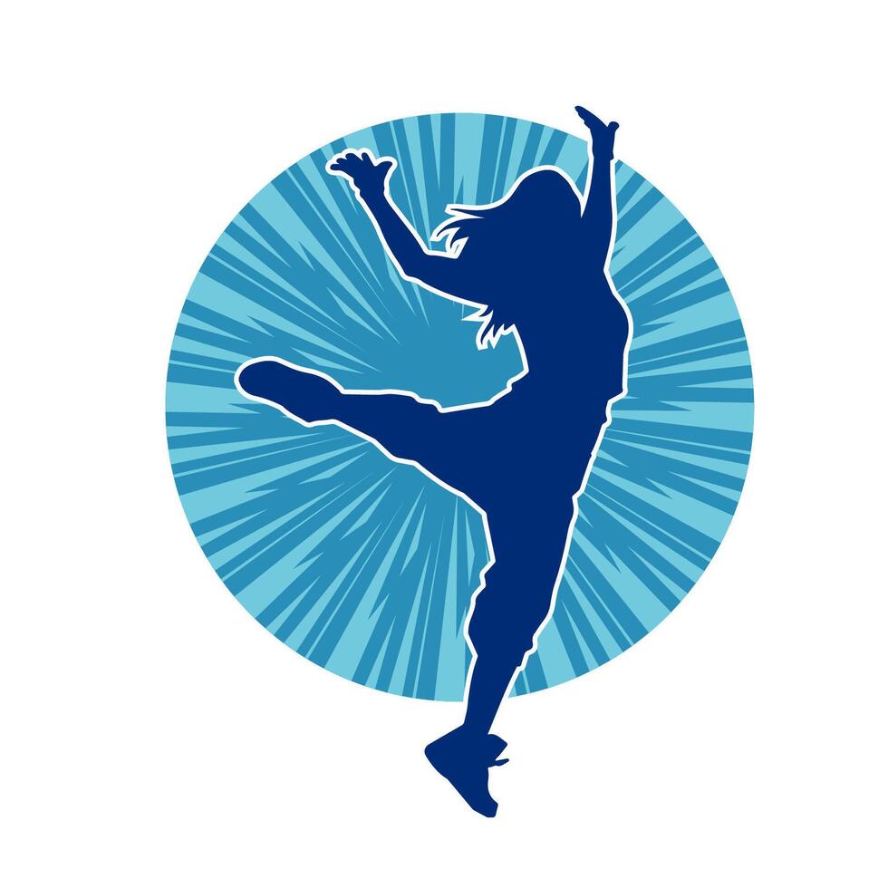 silhouette de une femelle Danseur dans action pose. silhouette de une svelte femme dans dansant pose. vecteur