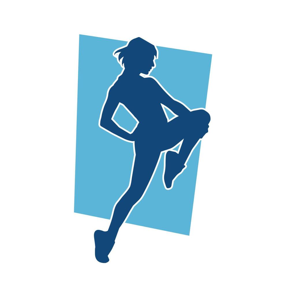 silhouette de svelte femelle Faire exercer. silhouette de une sportif femme Faire Gym faire des exercices pose. vecteur