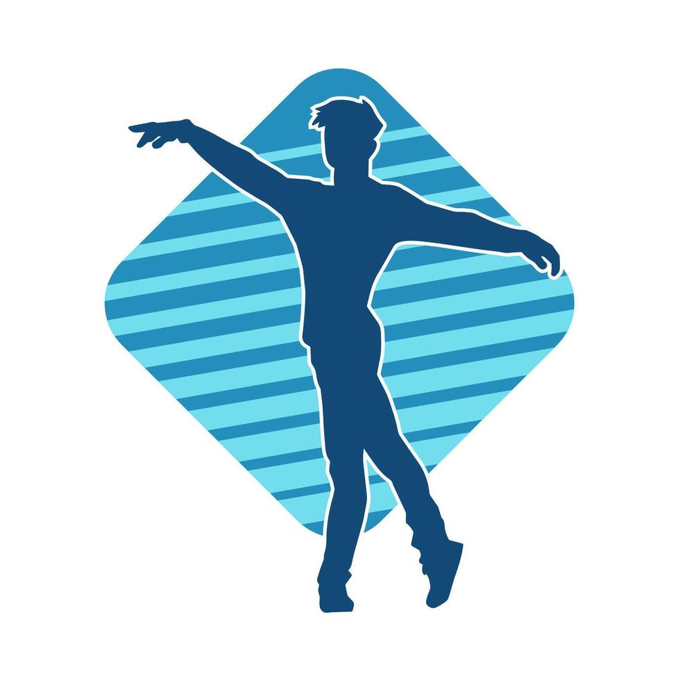 silhouette de une svelte homme dansant pose. silhouette de une Masculin Danseur dans action pose. vecteur