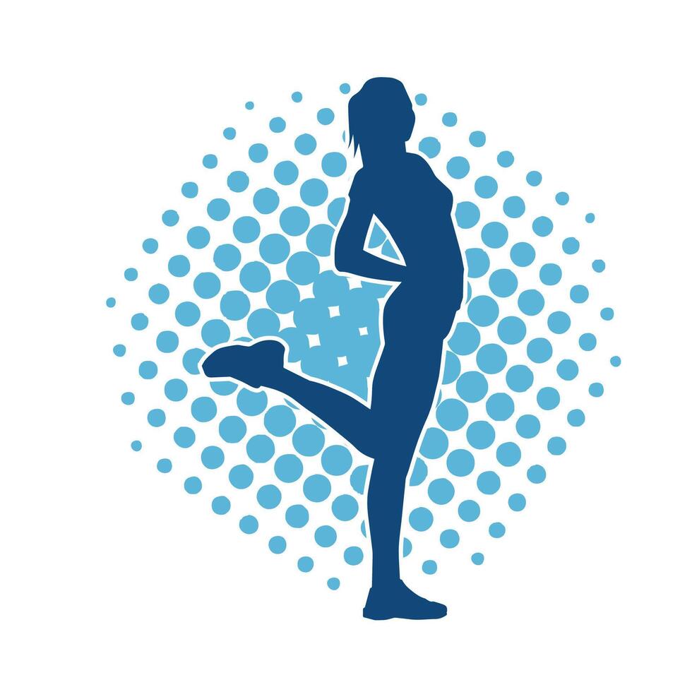 silhouette de svelte femelle Faire exercer. silhouette de une sportif femme Faire Gym faire des exercices pose. vecteur