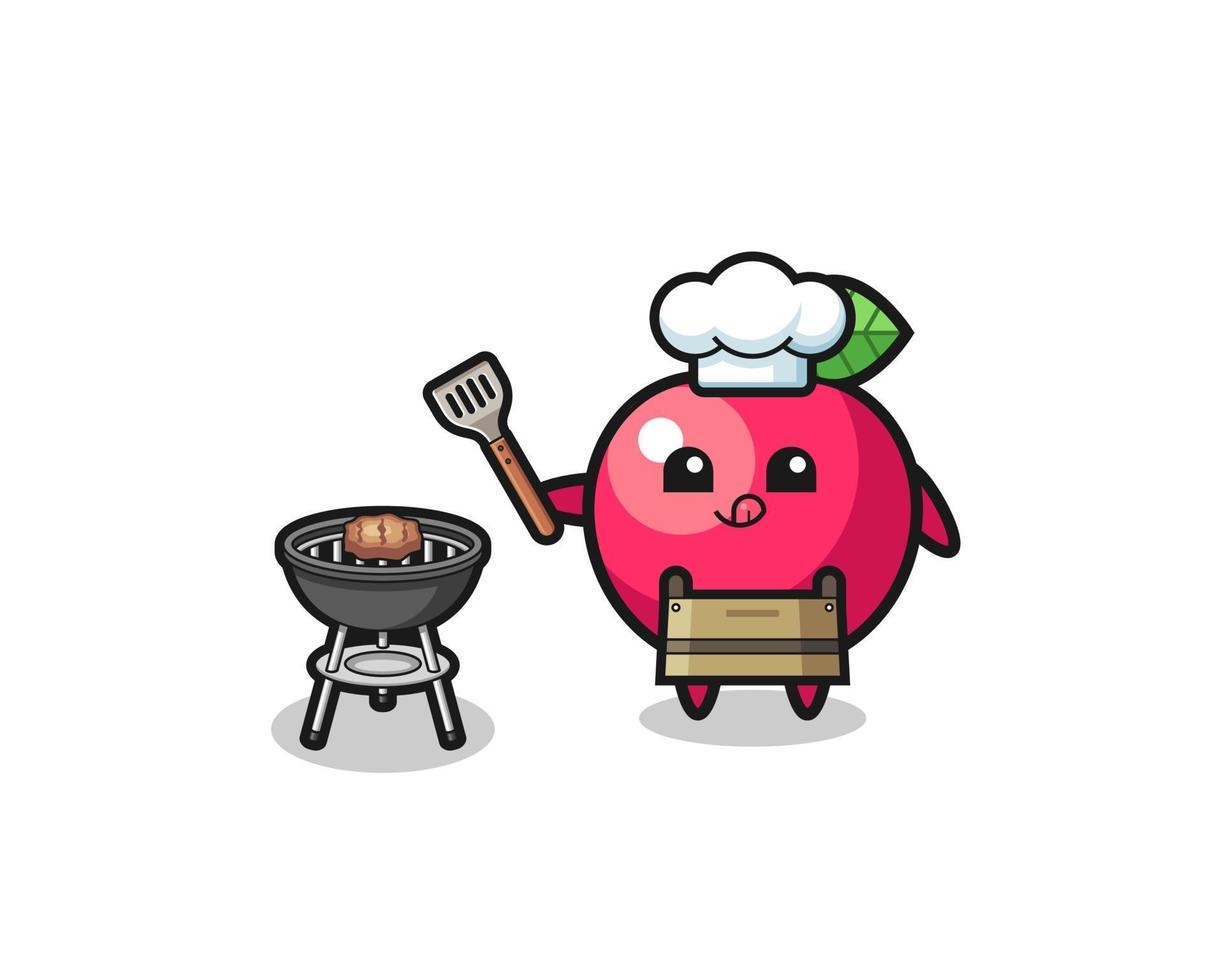chef de barbecue aux pommes avec un grill vecteur