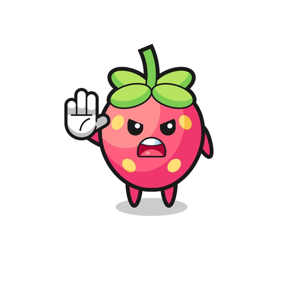 personnage de fraise faisant un geste d'arrêt vecteur