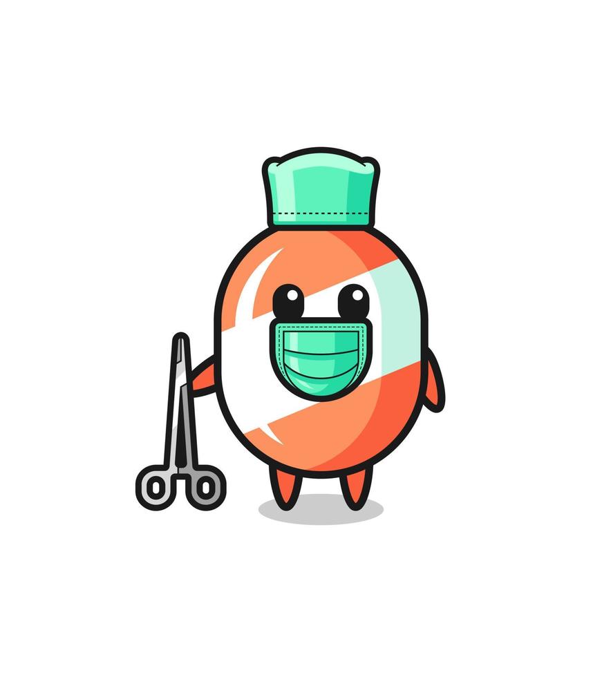 personnage de mascotte de bonbons de chirurgien vecteur