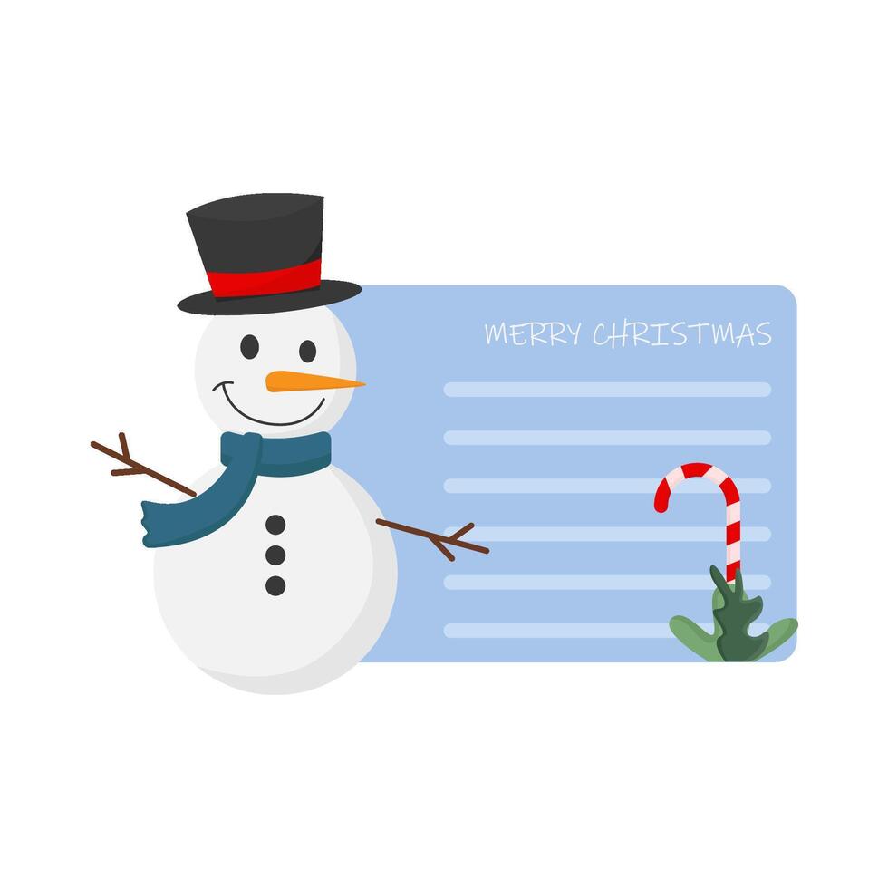 bonhomme de neige Noël avec salutation carte illustration vecteur