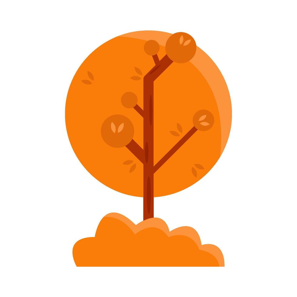 arbre Orange avec herbe illustration vecteur