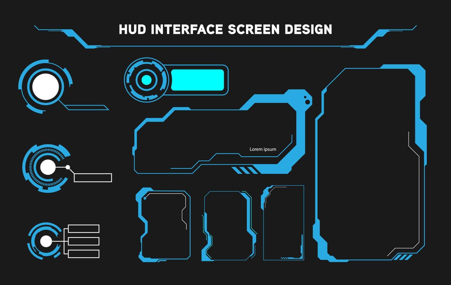 conception d'écran d'interface hud futuriste. titres de légendes numériques. hud ui gui ensemble d'éléments d'écran d'interface utilisateur futuriste. écran de haute technologie pour jeu vidéo. conception de concept de science-fiction. vecteur