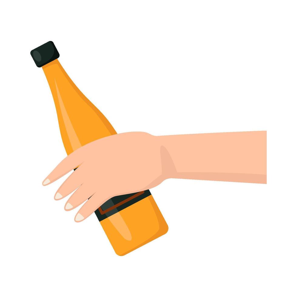 bouteille de l'alcool dans main illustration vecteur