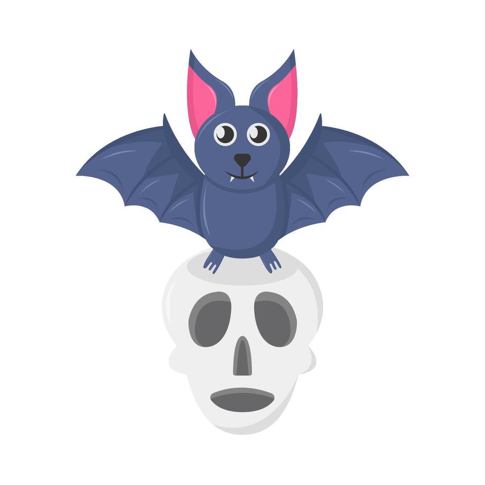 chauve souris avec crâne illustration vecteur