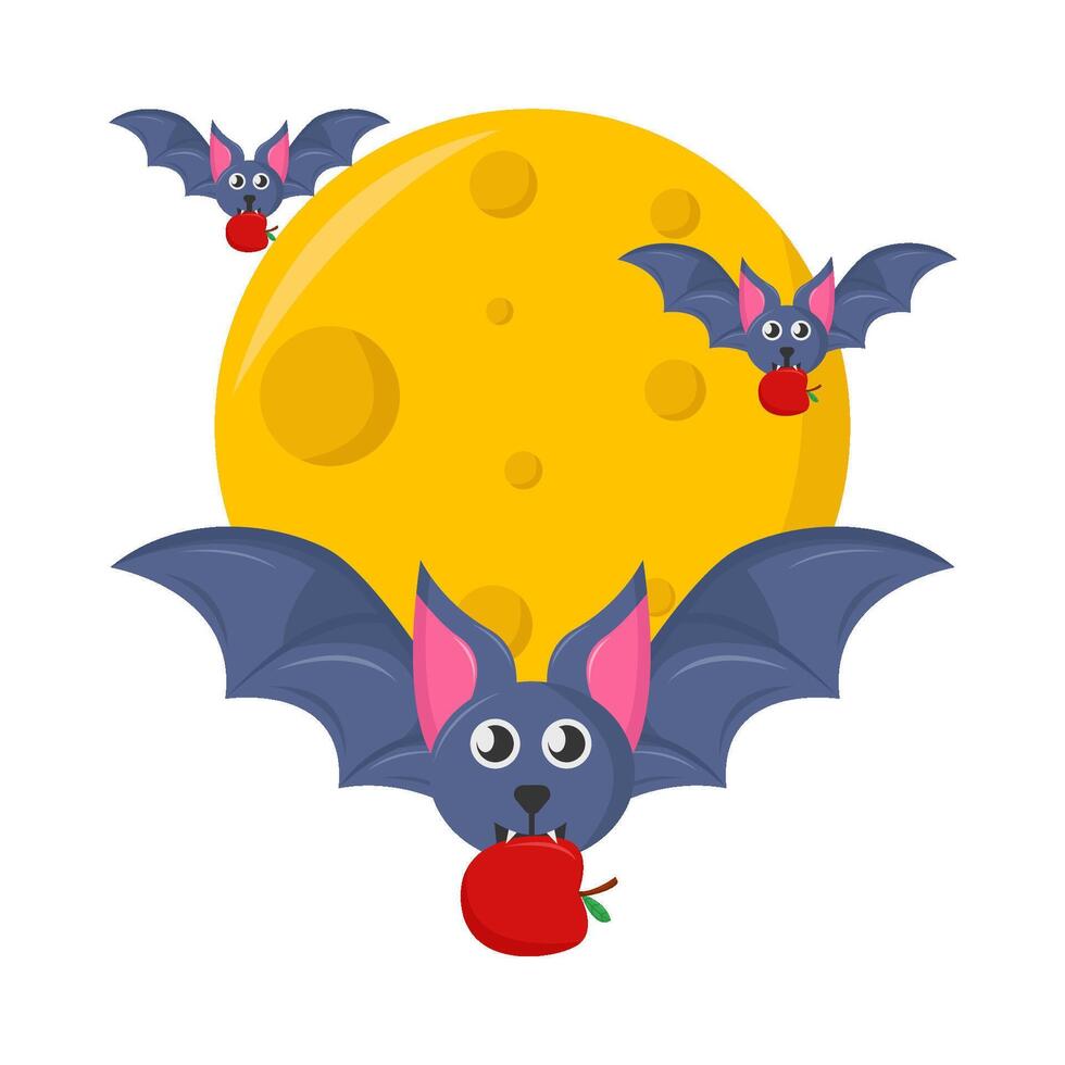 chauve souris, Pomme avec plein lune illustration vecteur