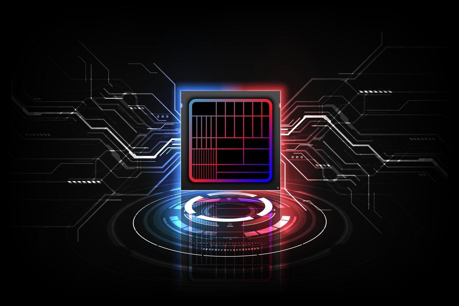 carte de circuit imprimé de fond de processeur de puce de technologie abstraite et code html, vecteur de fond de technologie bleu illustration.