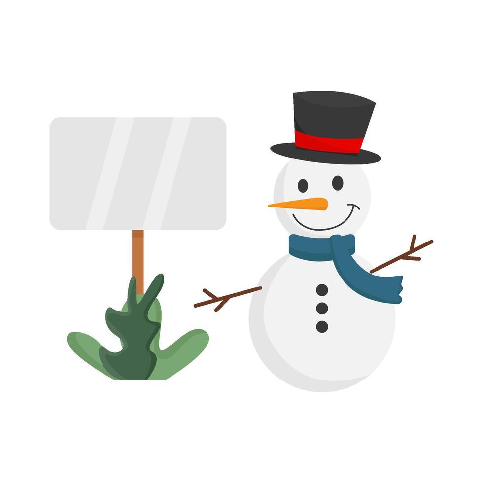 bonhomme de neige avec planche illustration vecteur