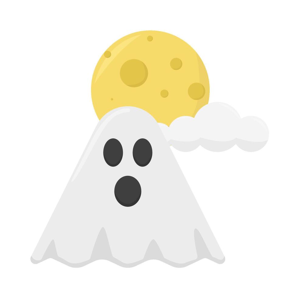 fantôme avec nuage lune nuit illustration vecteur
