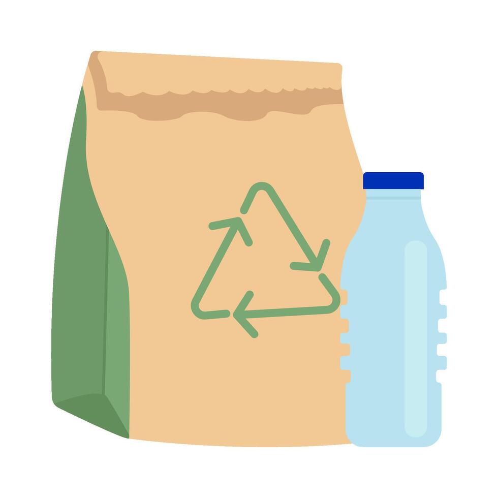 papier paquet recyclage avec bouteille Plastique illustration vecteur
