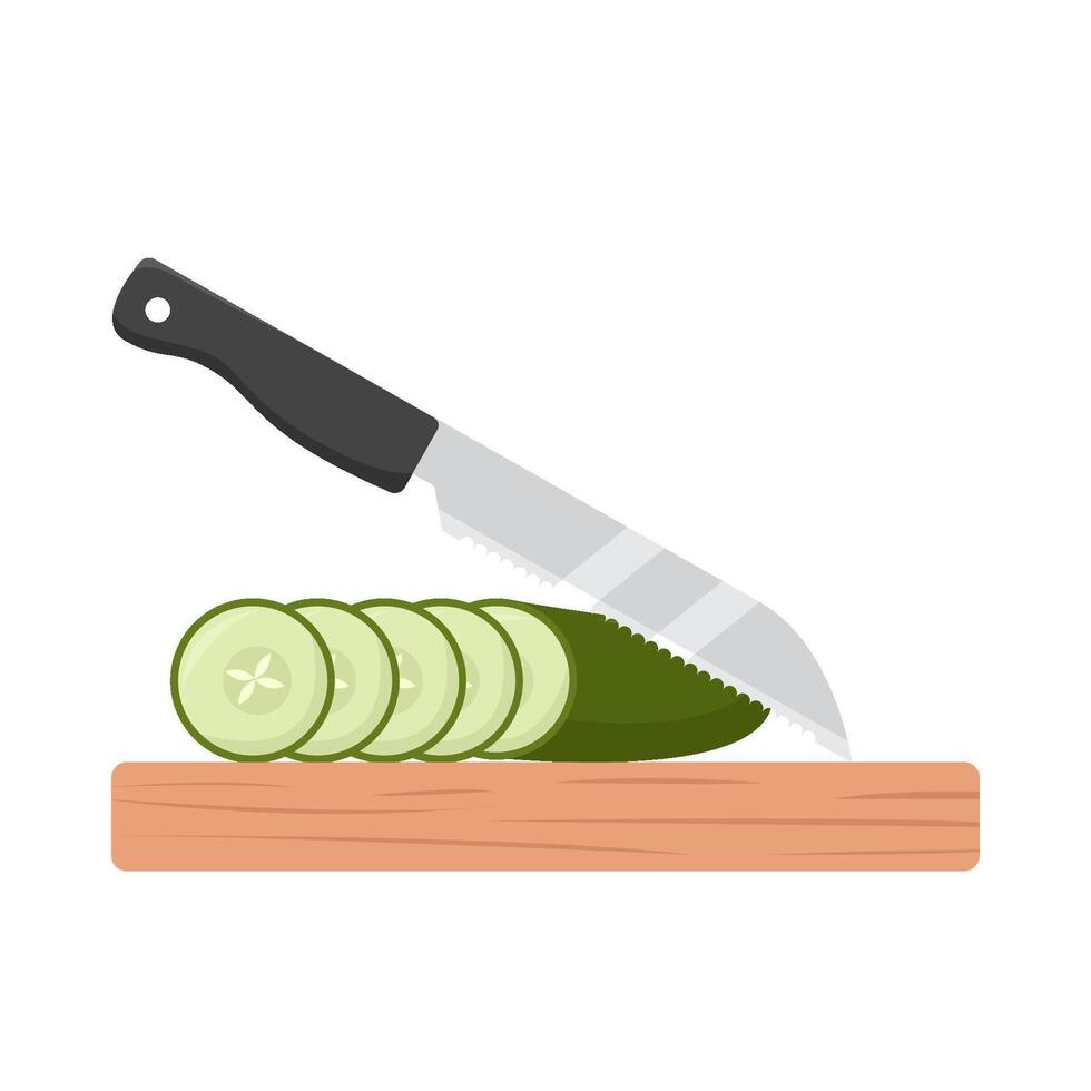 couteau avec concombre dans Coupe planche illustration vecteur