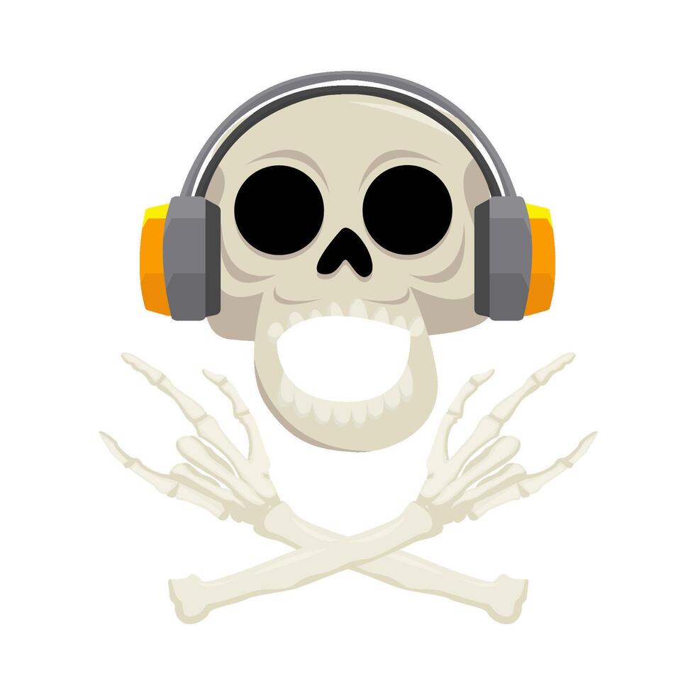 casque de musique dans crâne avec OS illustration vecteur