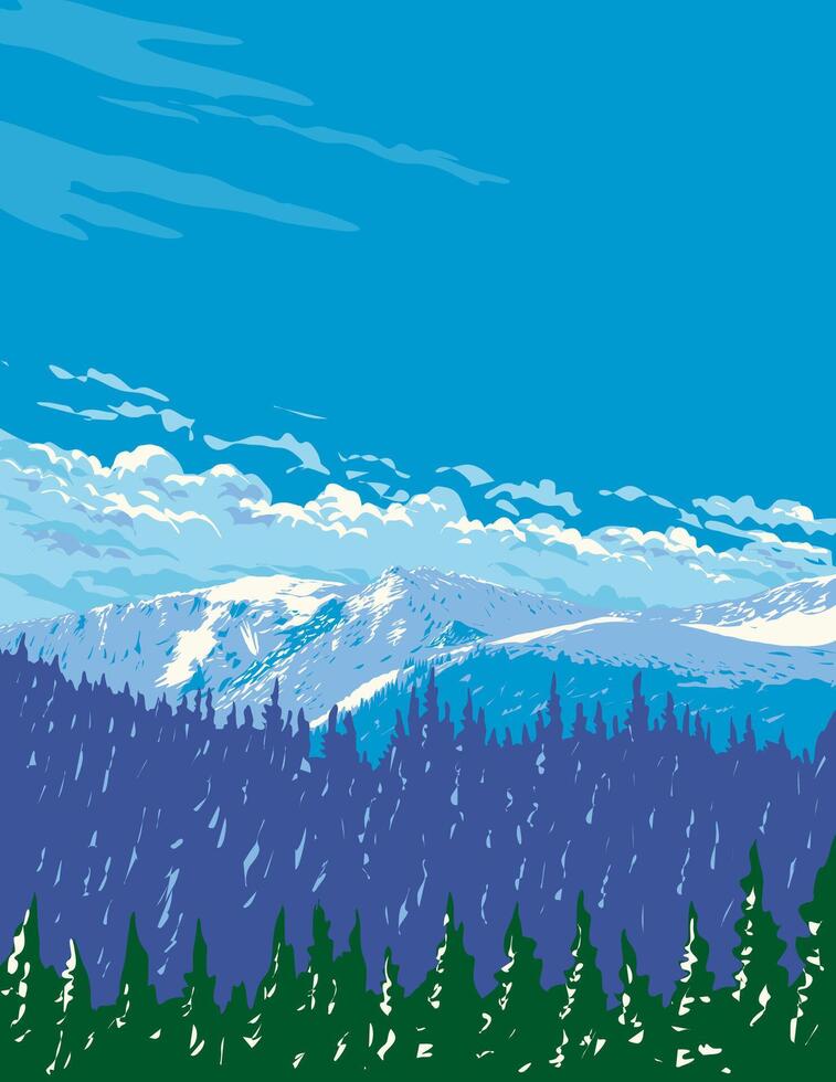 monter bleu ciel dans rocheux Montagne nationale parc wpa affiche art vecteur
