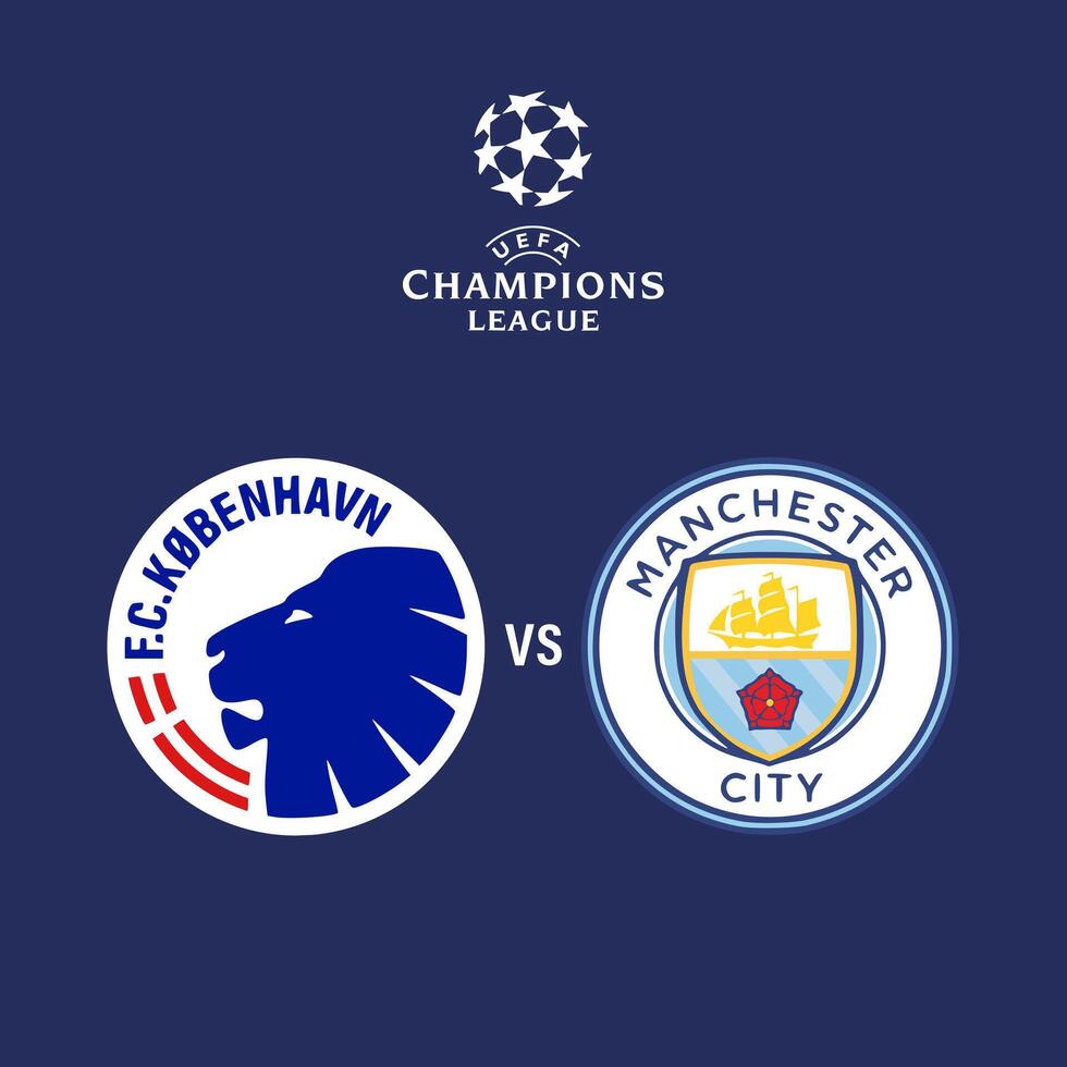 Football football Copenhague contre Manchester ville champions. vecteur